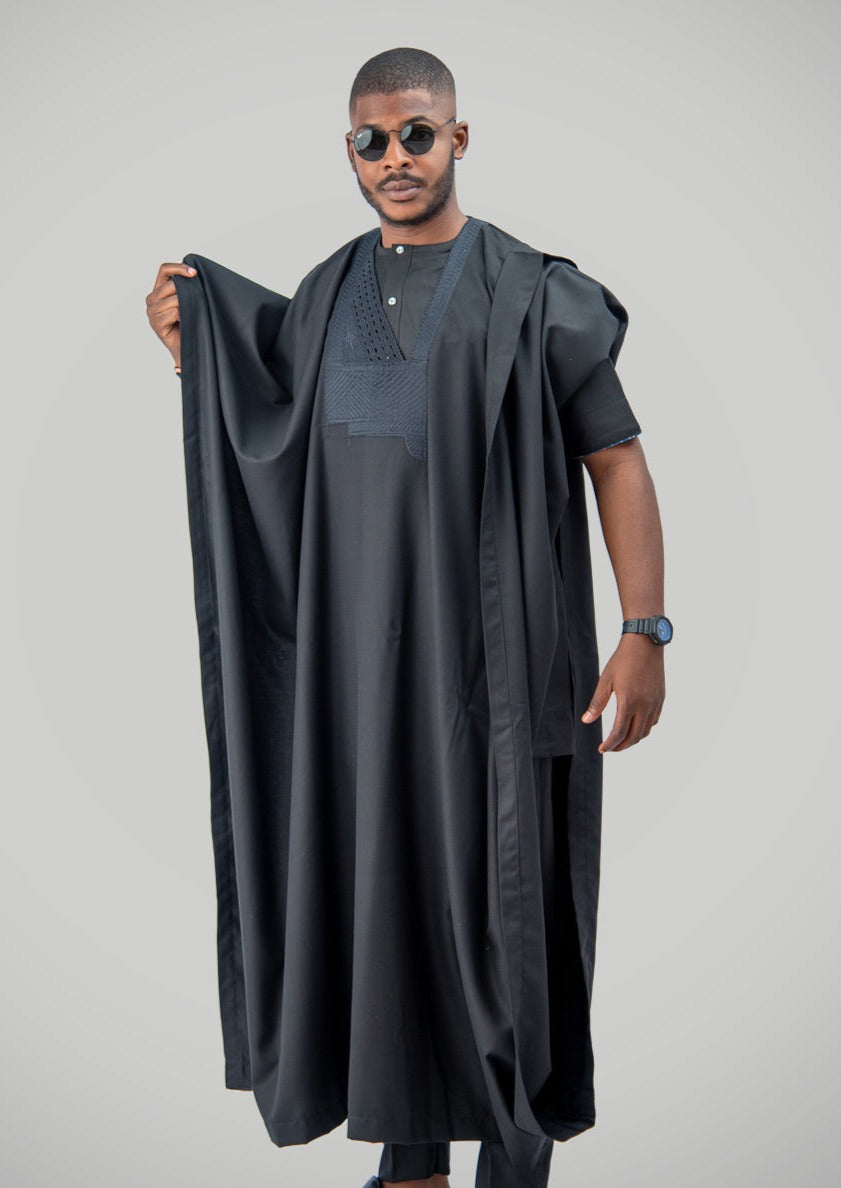 KNF BLACK, COMPLETE JAKAN AGBADA (Kaftan included)