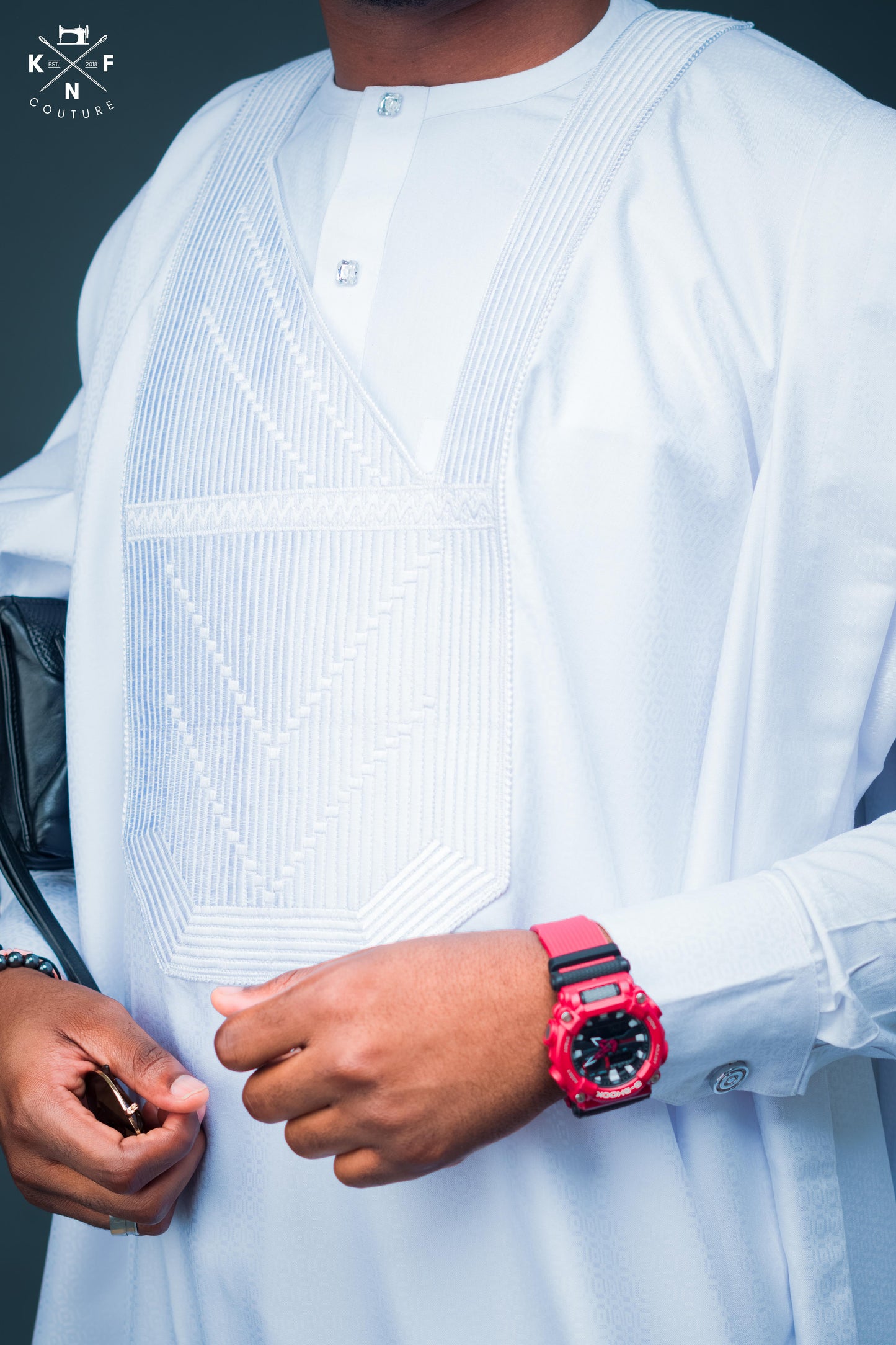 KNF WHITE, 1 TONE COMPLETE AGBADA 1 (Kaftan included)