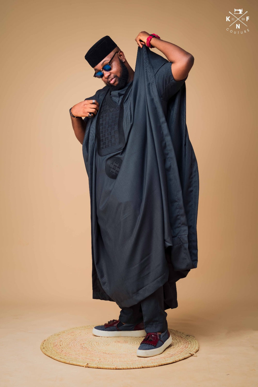 KNF DARK ASH, 2 TONE COMPLETE AGBADA (Kaftan included)