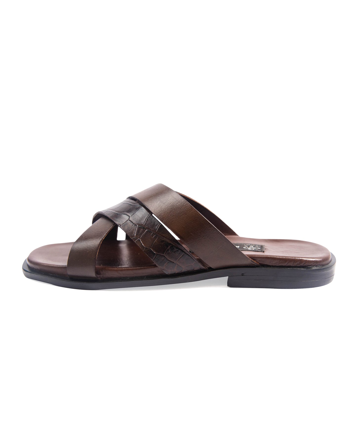 KNF BROWN DOUBLE CROSS SLIPPERS