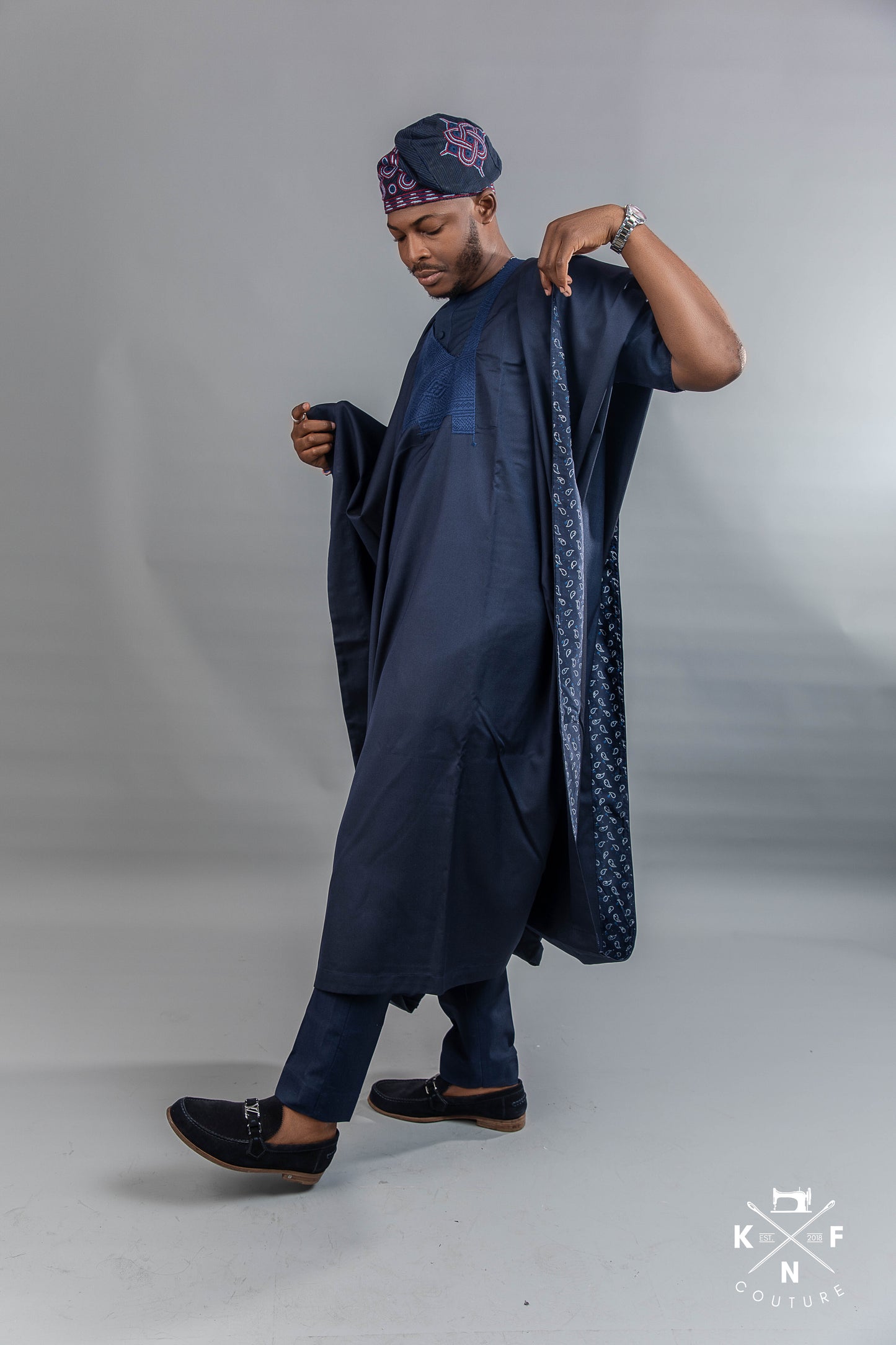 KNF NAVY BLUE, 1 TONE JAKAN AGBADA