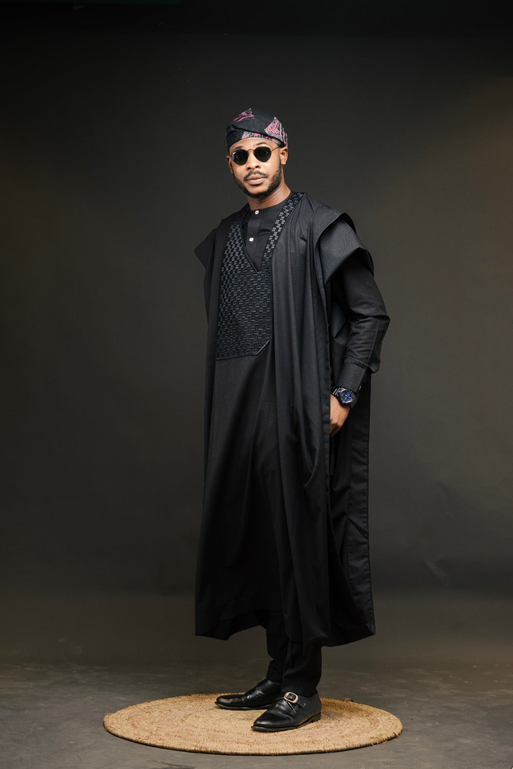 KNF BLACK COMPLETE AGBADA (Kaftan included)