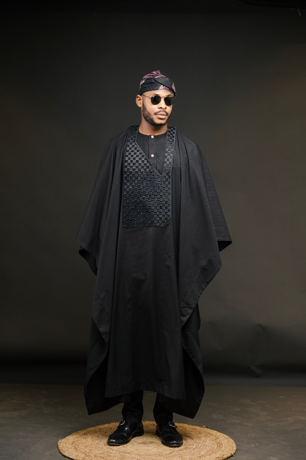 KNF BLACK COMPLETE AGBADA (Kaftan included)