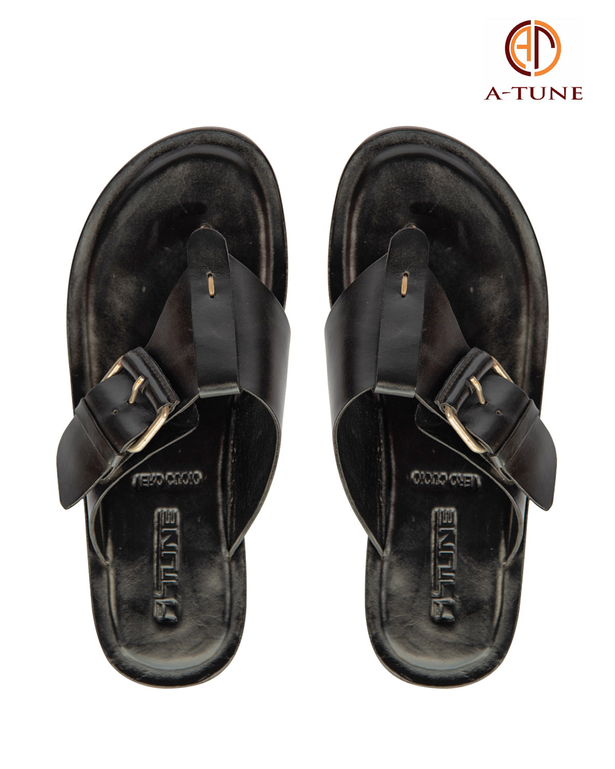 KNF BLACK LEATHER  BUCKLE SLIPPERS