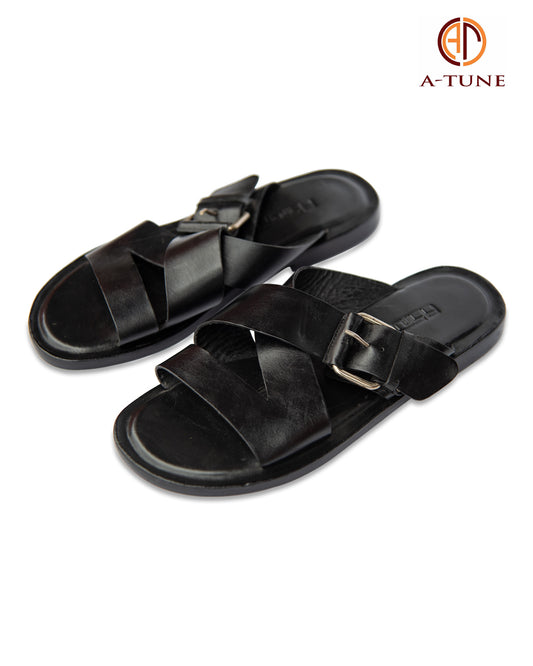 KNF COUTURE FOOTWEAR BLACK CROSS BUCKLE