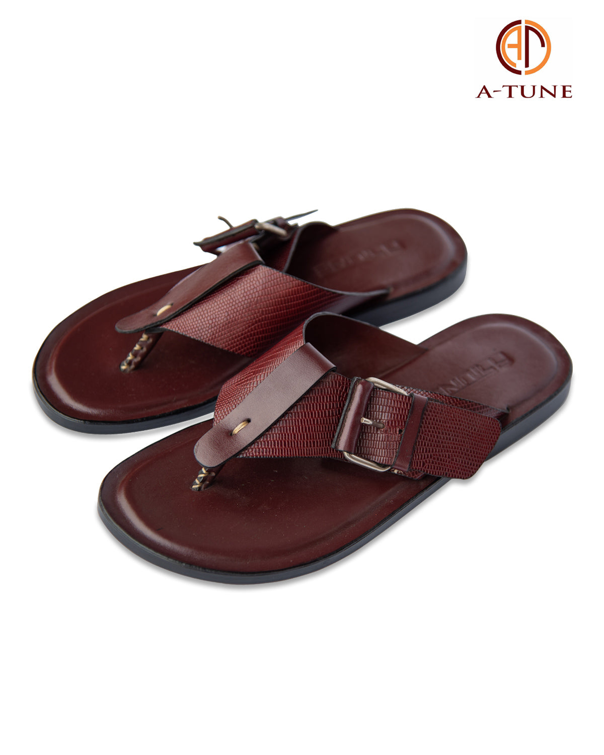 KNF COUTURE FOOTWEAR BURGUNDY BROWN BUCKLE