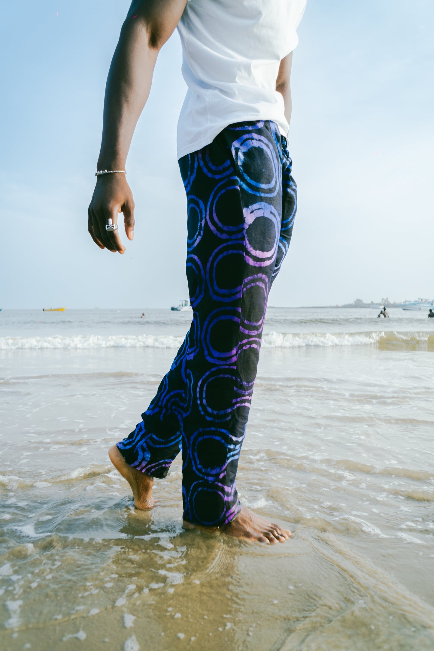 KNF "CIRCLE" INDIGO/VIOLET ADIRE PANTS