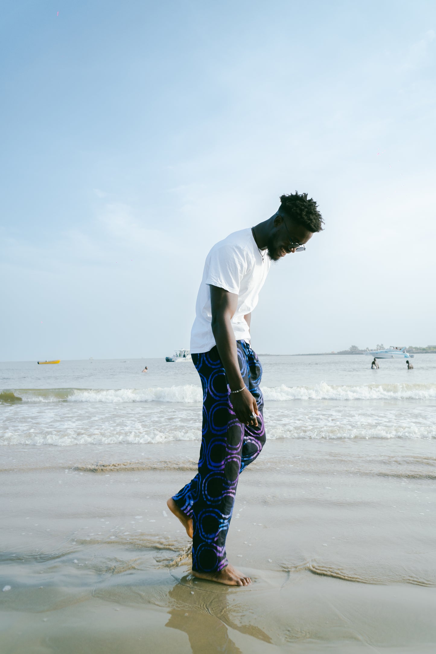 KNF "CIRCLE" INDIGO/VIOLET ADIRE PANTS