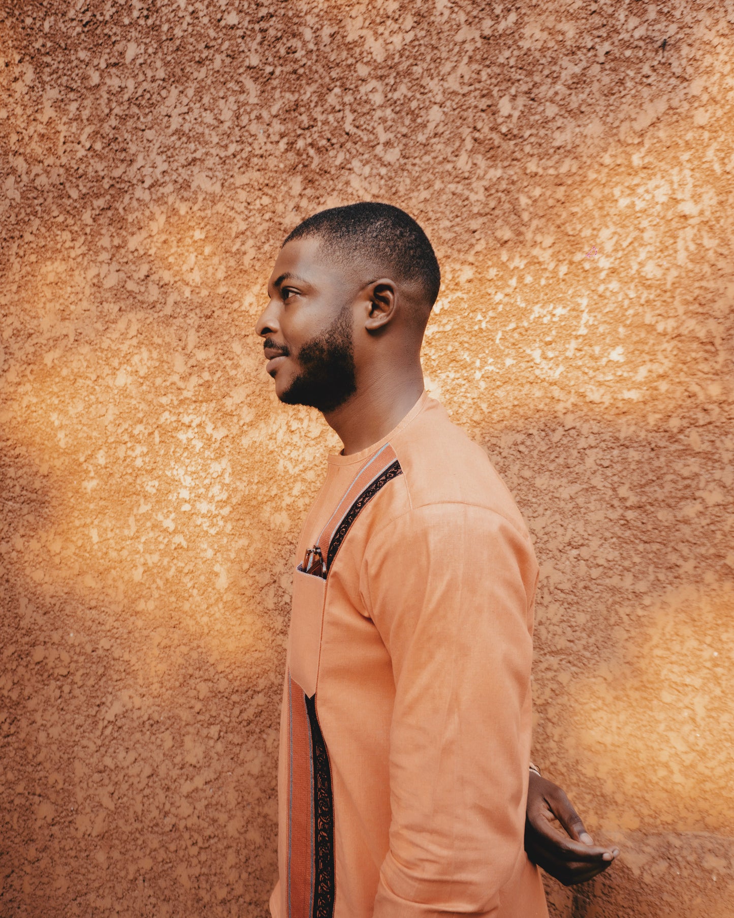 KNF BURNT-ORANGE EMBROIDERED LINEN x ASO OKE TUNIC