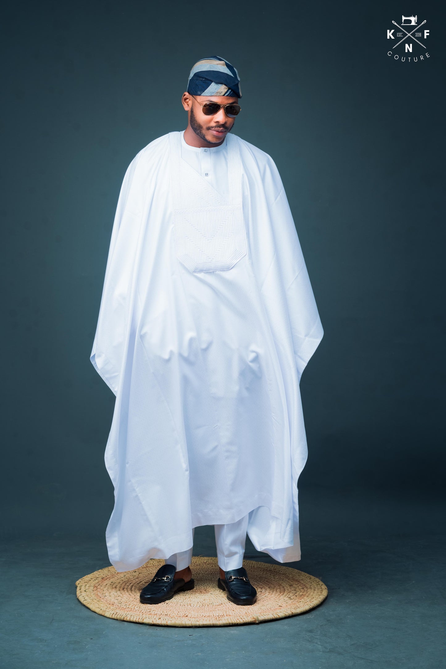 KNF WHITE, 1 TONE COMPLETE AGBADA 01