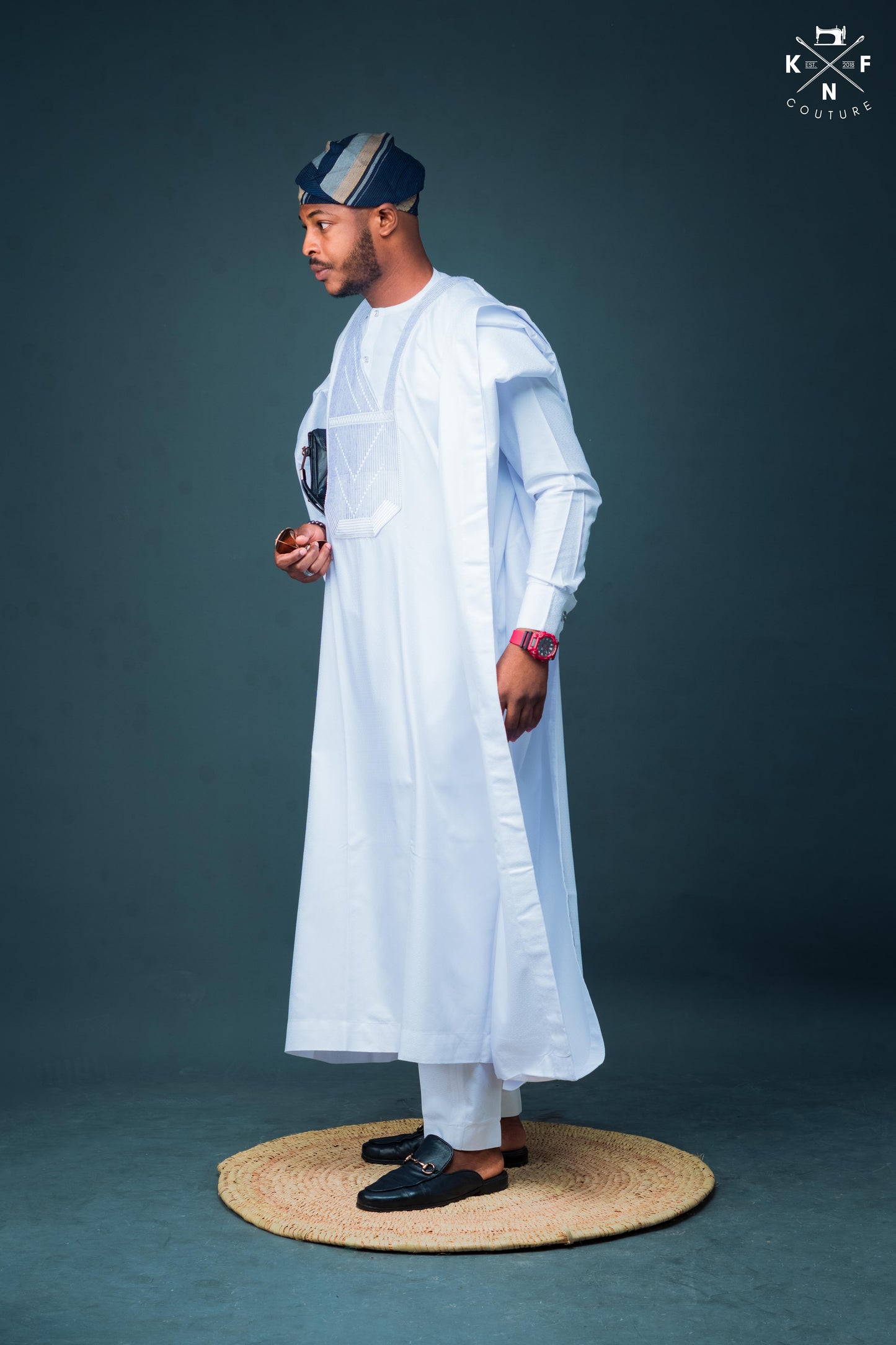 KNF WHITE, 1 TONE COMPLETE AGBADA 01