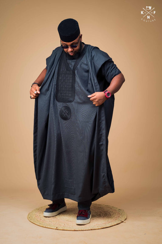 KNF DARK ASH, 2 TONE COMPLETE AGBADA