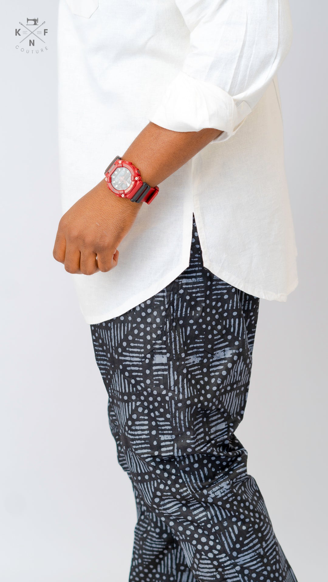 KNF OFF-WHITE TUNIC & ADIRE PANTS (SET)