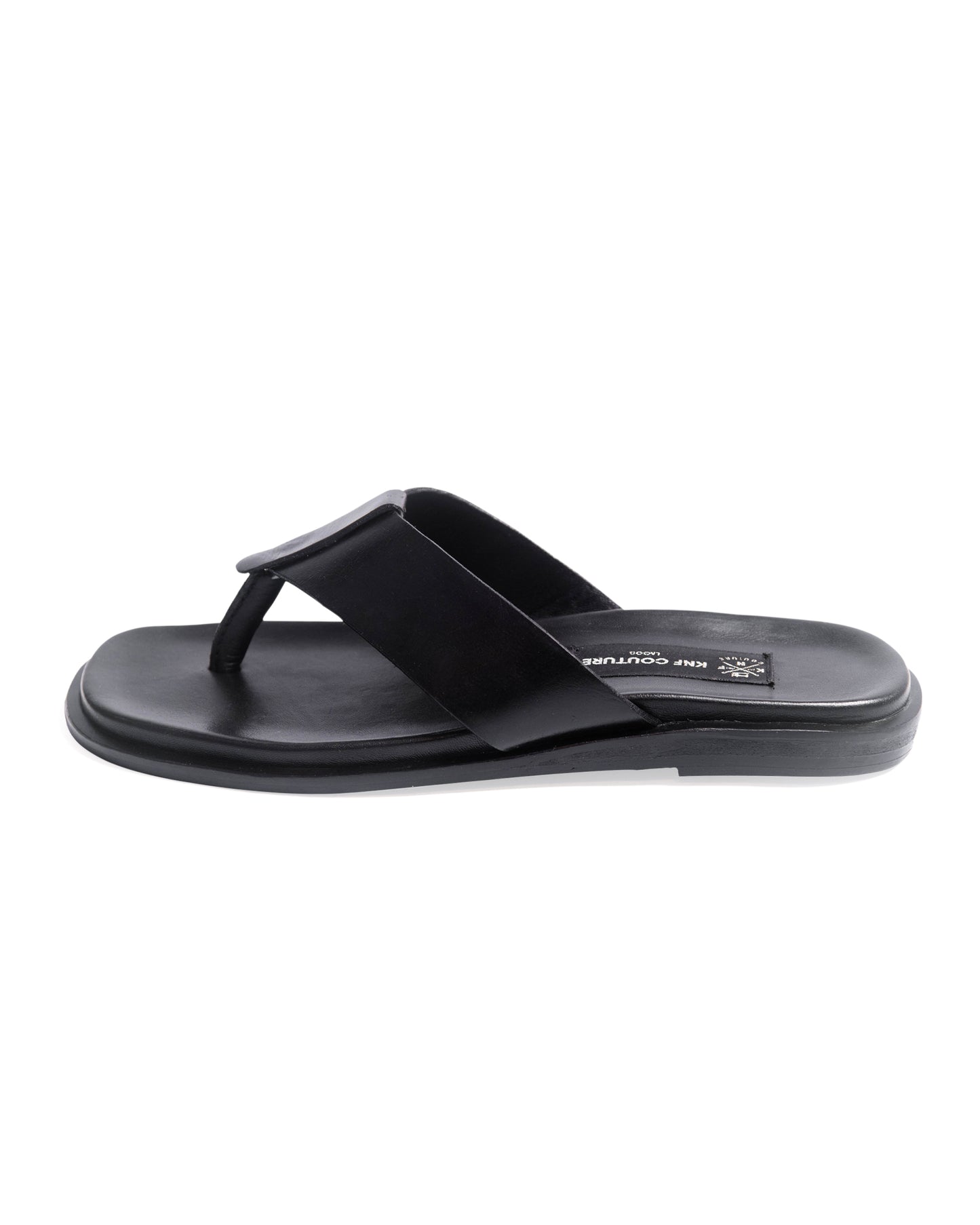 KNF BLACK "T" LEATHER SLIPPERS