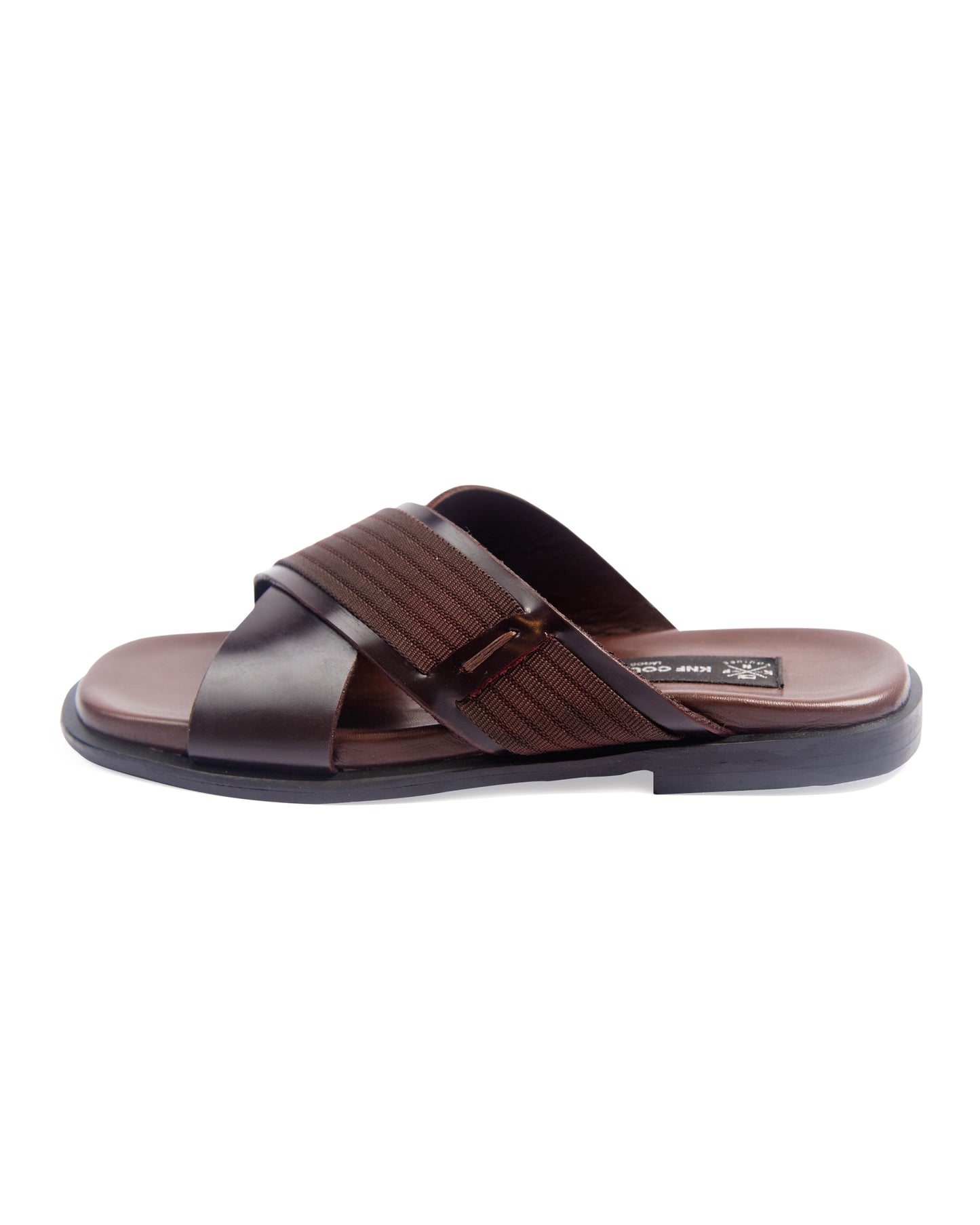 KNF  BROWN LEATHER CROSS SLIPPERS