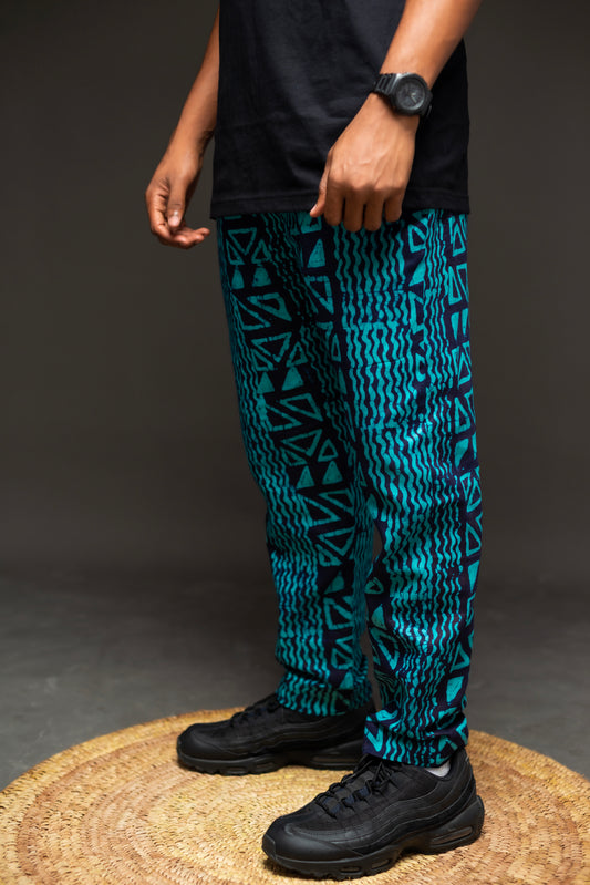 KNF GREEN/ INDIGO ADIRE PANTS