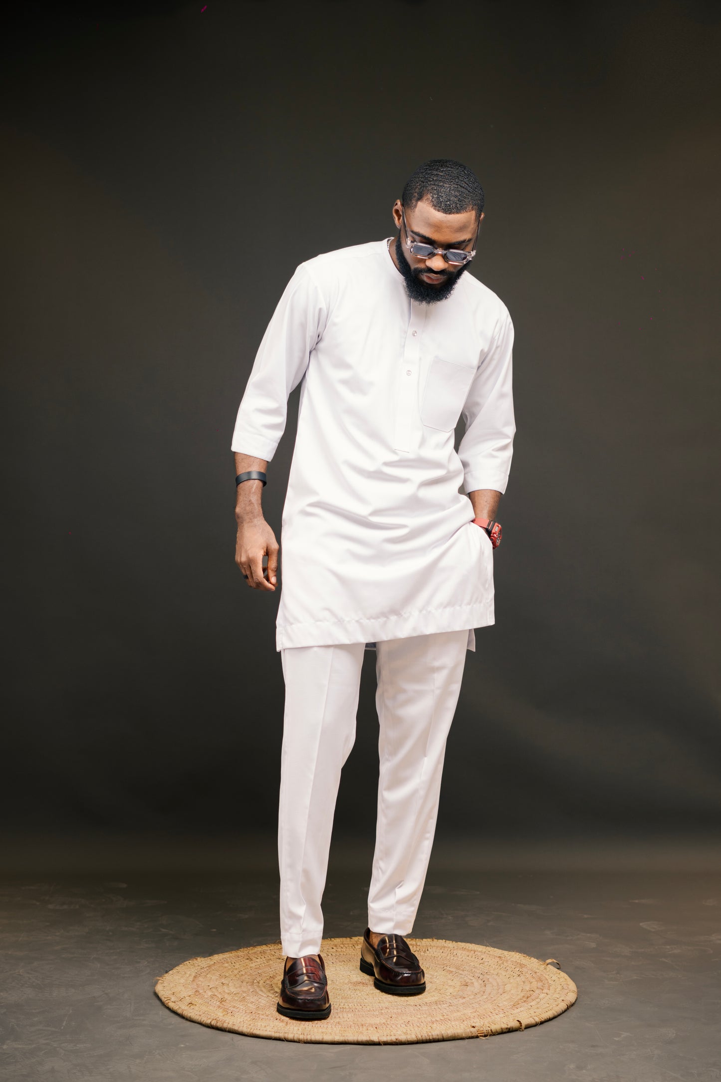 KNF WHITE ONE-TONE KAFTAN