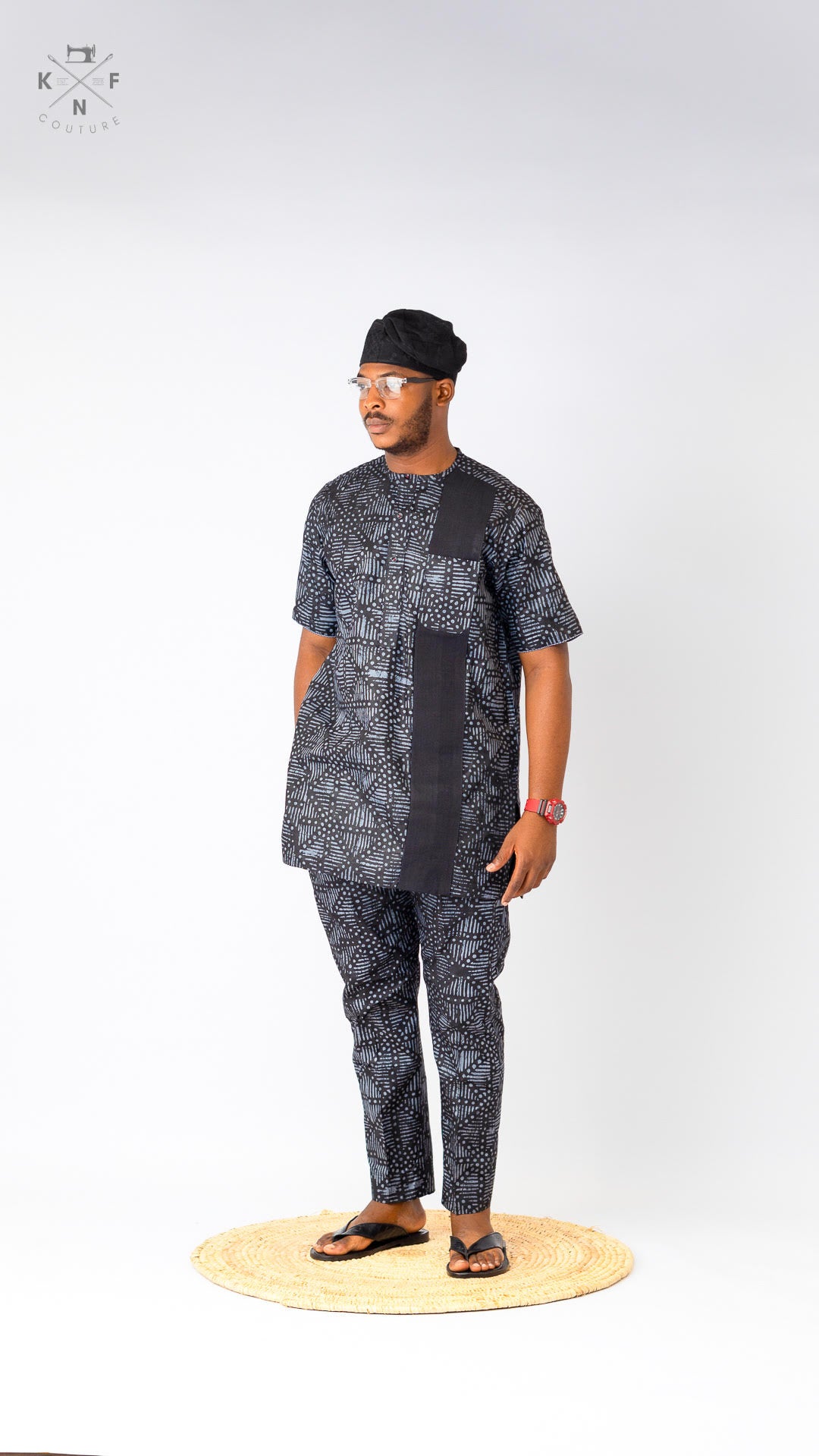 KNF DARK ASH ADIRE KAFTAN